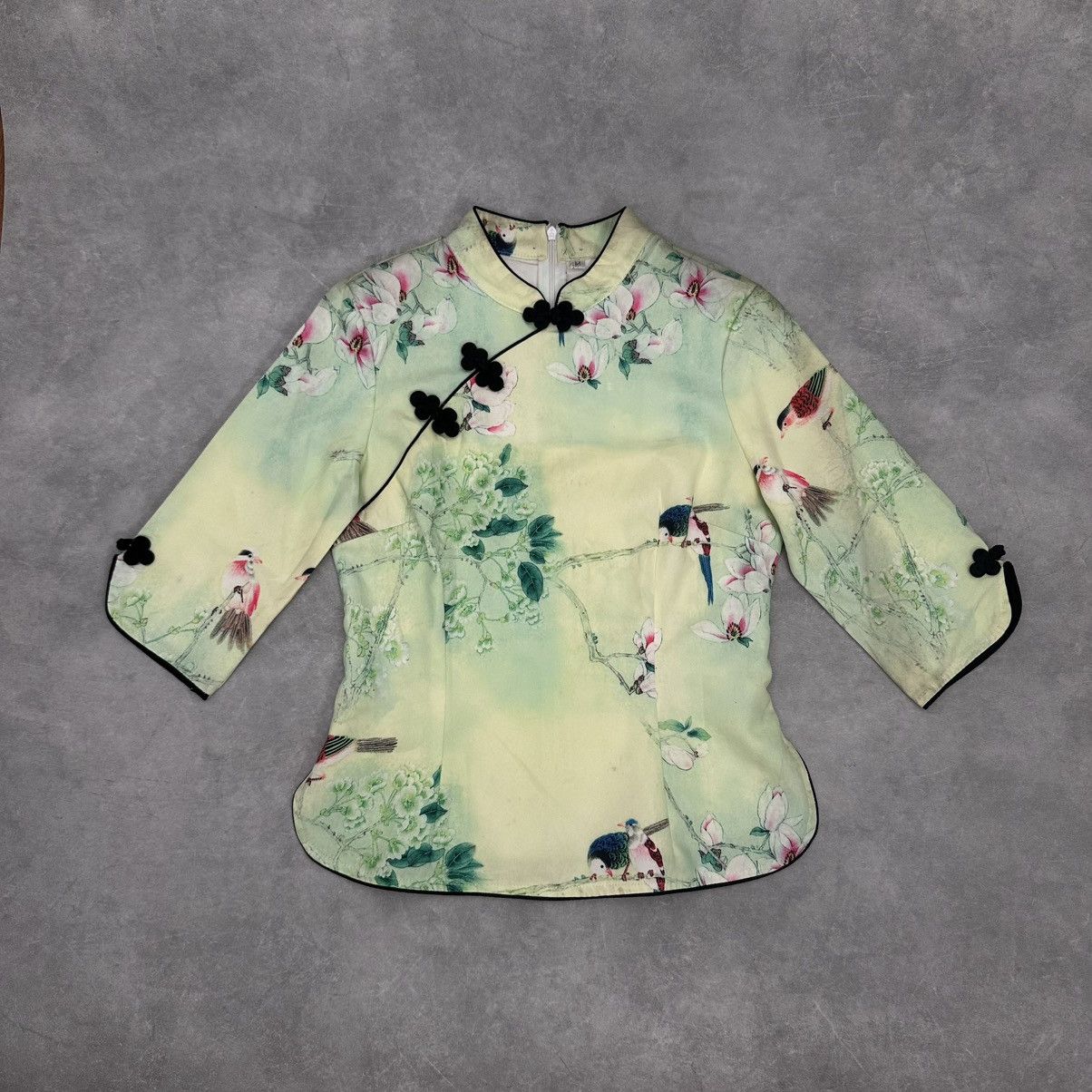 Vintage Green floral CNY cheongsam top Size S / US 4 / IT 40 - 1 Thumbnail
