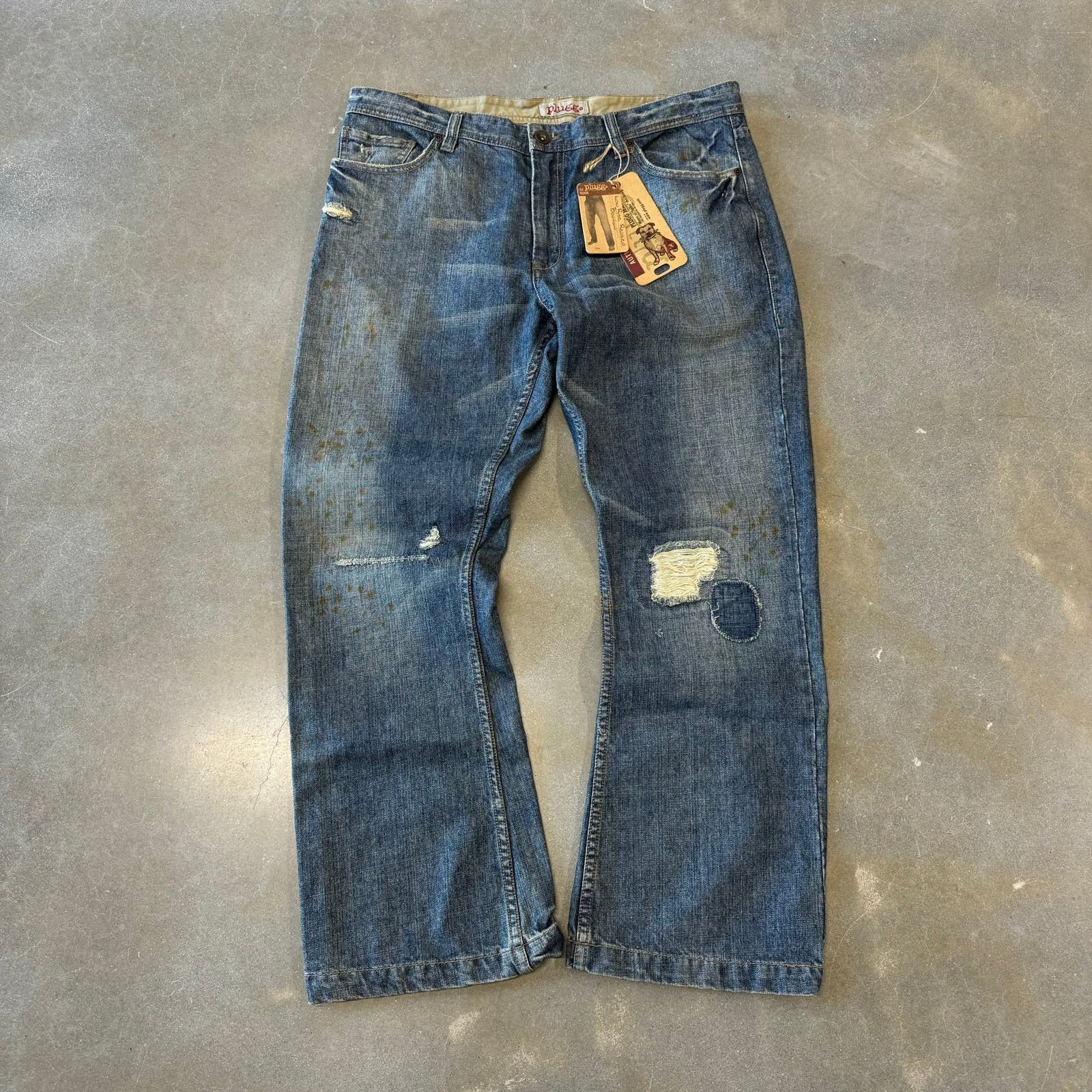 image of Vintage Y2K Plugg Mudwash Baggy Jeans [38] in Blue, Men's