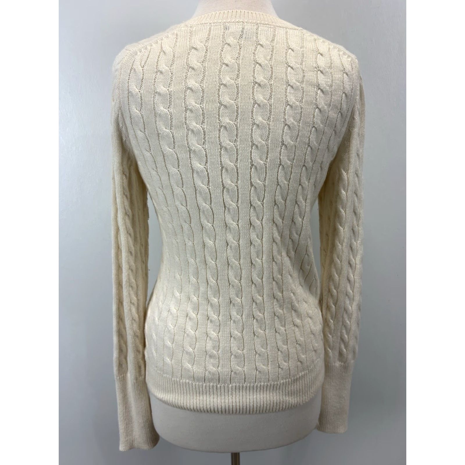 Gap VINTAGE Gap Cableknit Sweater Women’s L Angora Blend Ivory 90s Crew Neck Size L / US 10 / IT 46 - 3 Thumbnail
