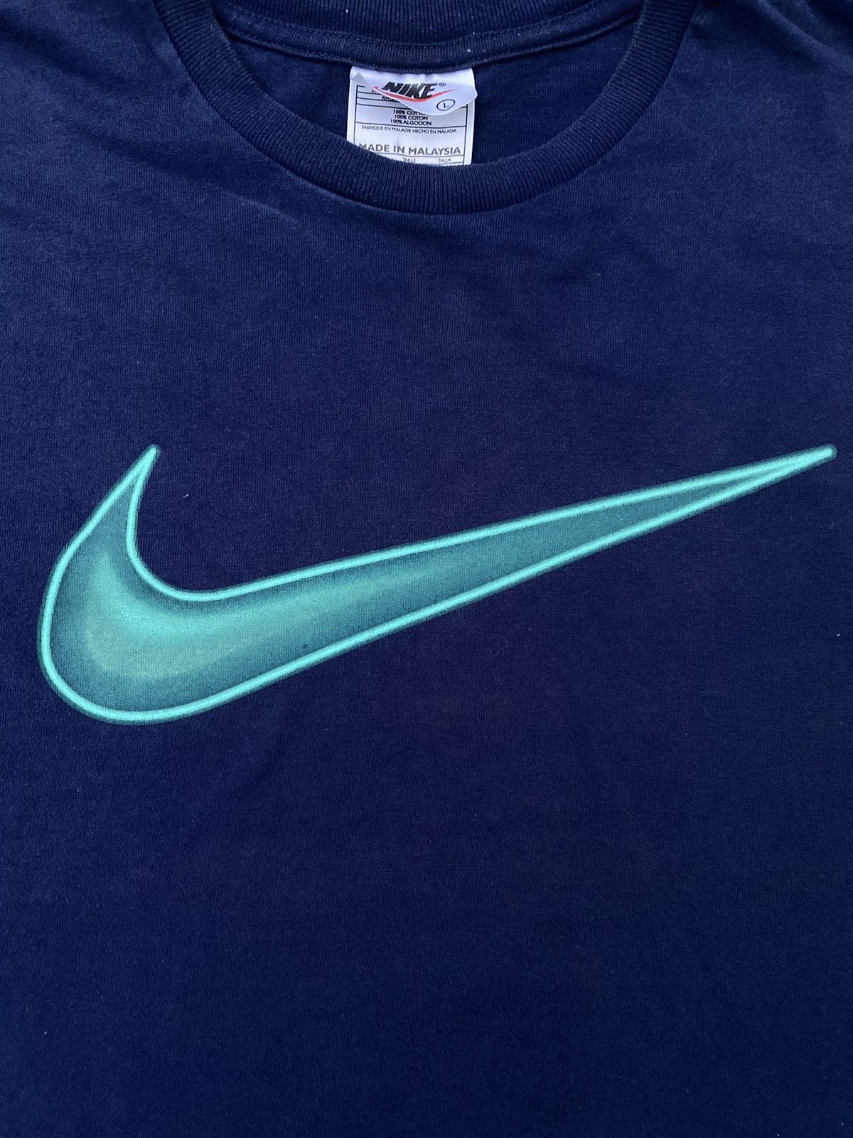 Nike × Vintage 90’s NIKE RARE Y2K BIG LOGO RETRO SWOOSH TEE TSHIRT Size US L / EU 52-54 / 3 - 4 Thumbnail