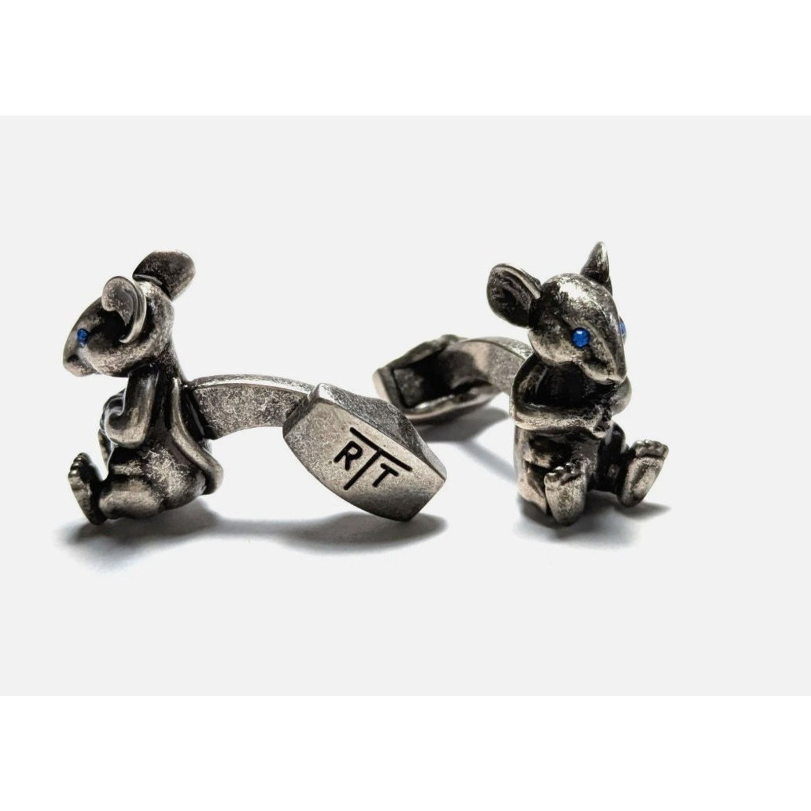 Tateossian $425 NIB Tateossian Cufflinks Mouse Blue Eye Antique Silver Size ONE SIZE - 3 Thumbnail