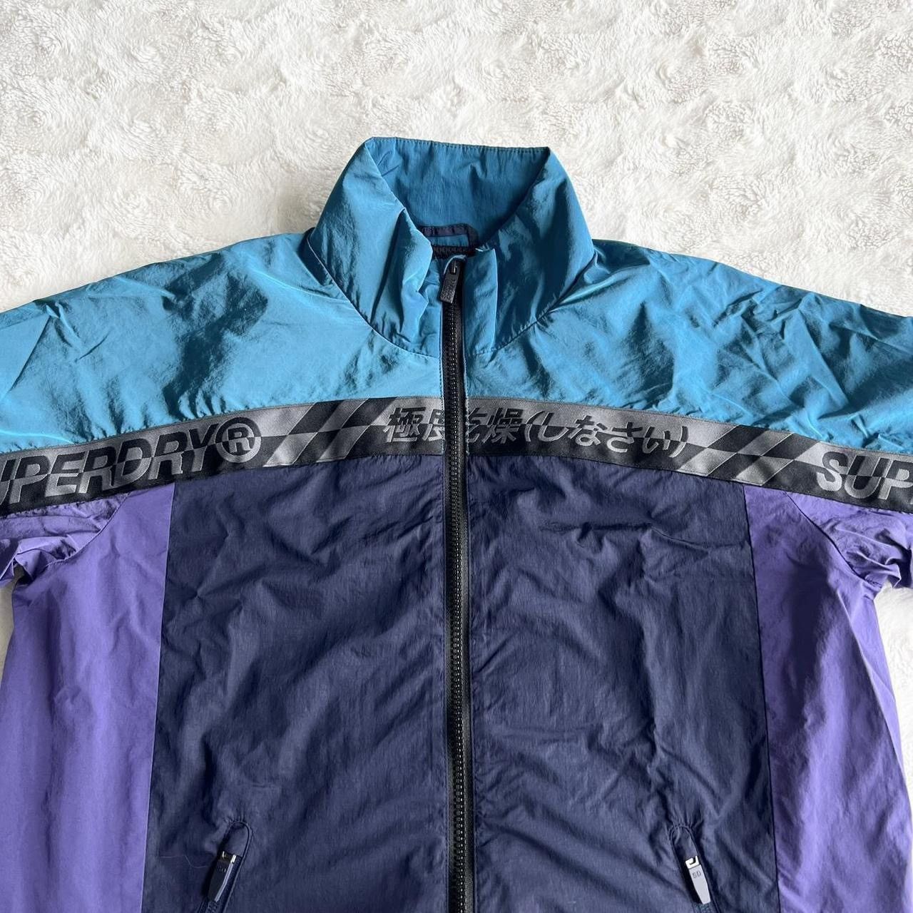Superdry Superdry Track Jacket Mens XS Blue City Neon Colorblock Mesh Size US XS / EU 42 / 0 - 3 Thumbnail