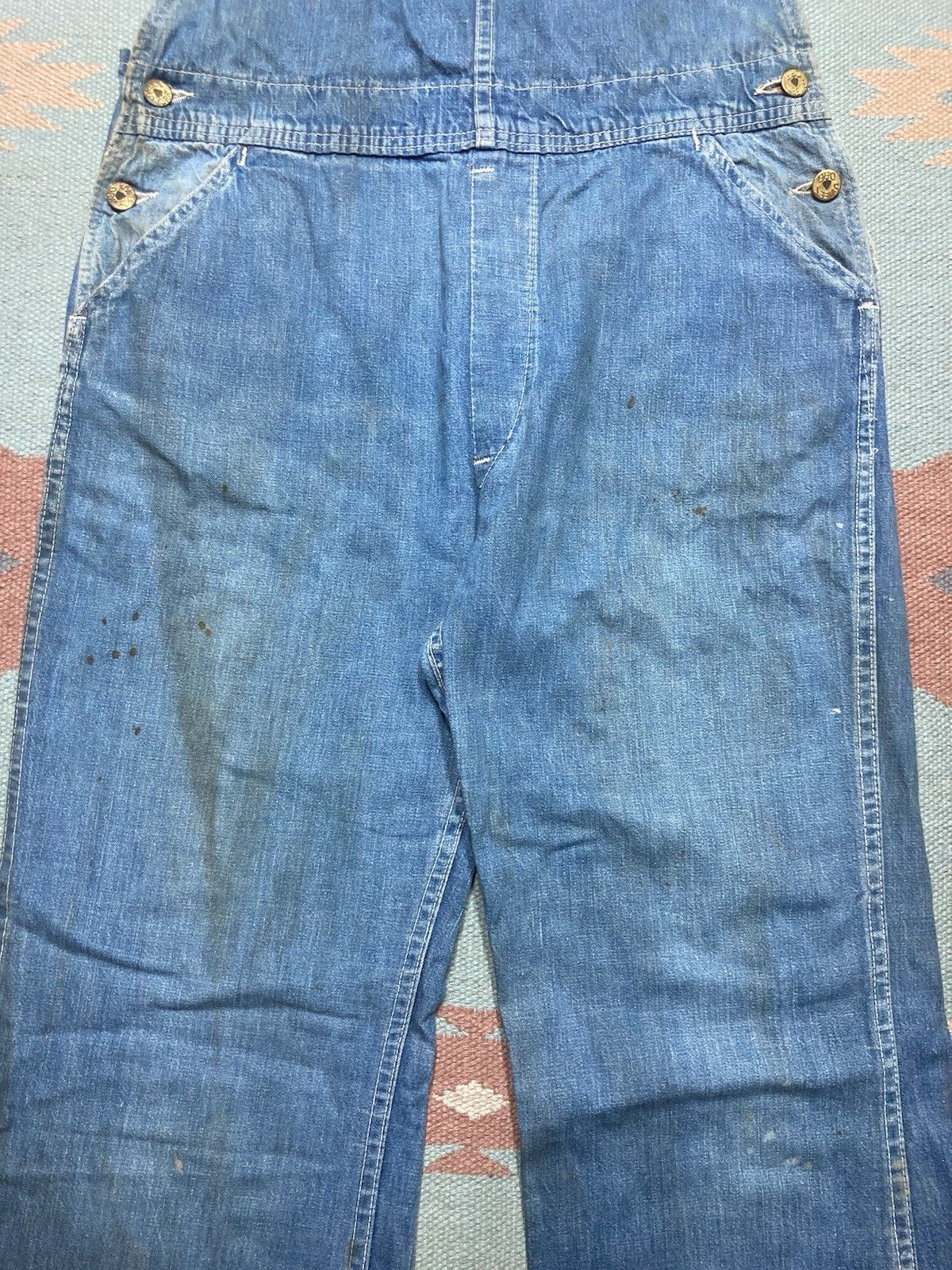 Vintage 60s sweet Orr denim overalls ace of spades faded farm 33x32 Size US 33 - 4 Thumbnail