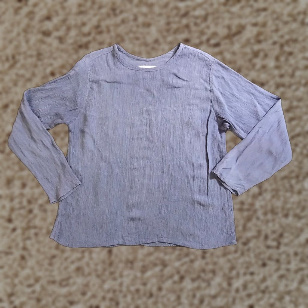 Vintage R Clan By Jeanne Englehart Blouse Women Medium Blue Crinkle Texture Long Sleeve Vintage Size M / US 6-8 / IT 42-44 - 1 Thumbnail