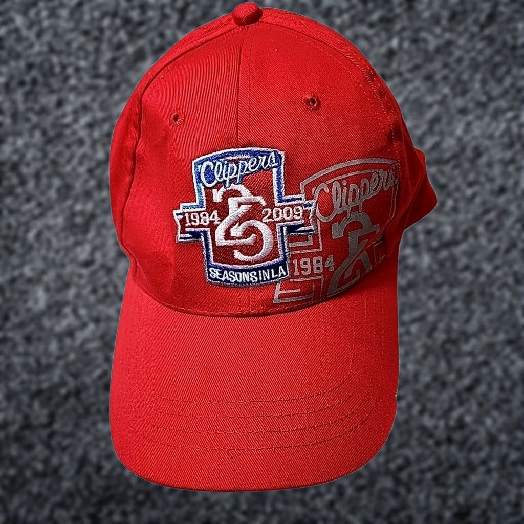 NBA VINTAGE Los Angeles LA Sga 2009 Clippers NBA 25 seasons Old Logo Cap Hat Adjustable One Size Red Mens Size ONE SIZE - 1 Thumbnail