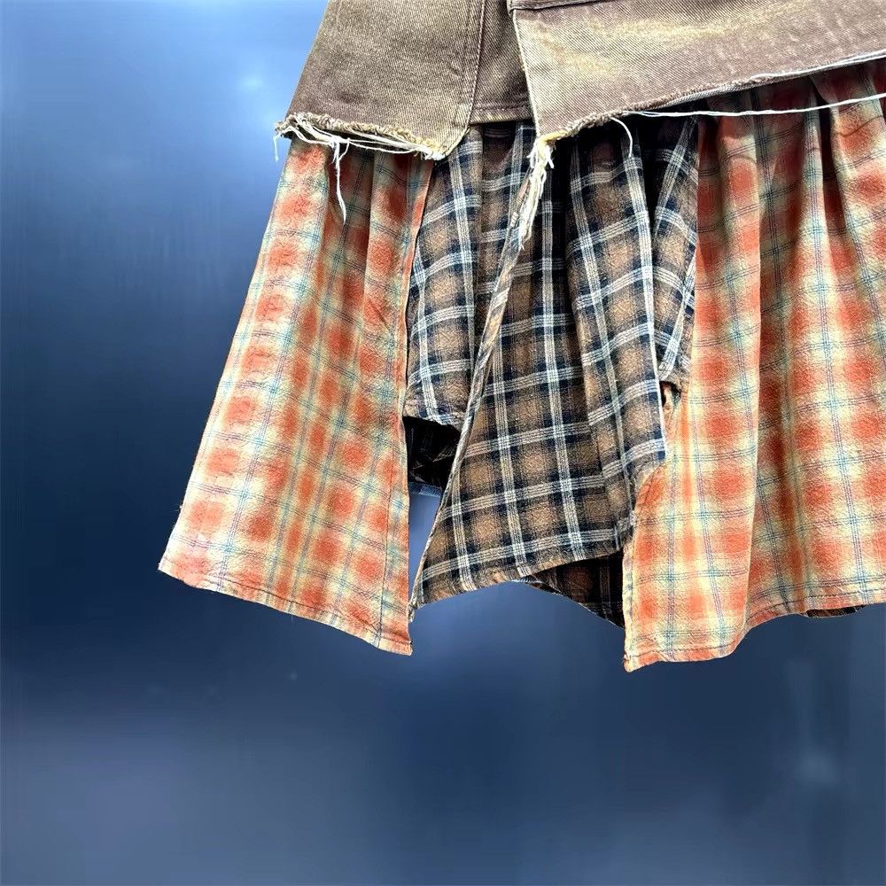 Other Vintage Retro Patchwork Asymmetrical Plaid Mini Skirt Size 28" / US 6 / IT 42 - 6 Thumbnail