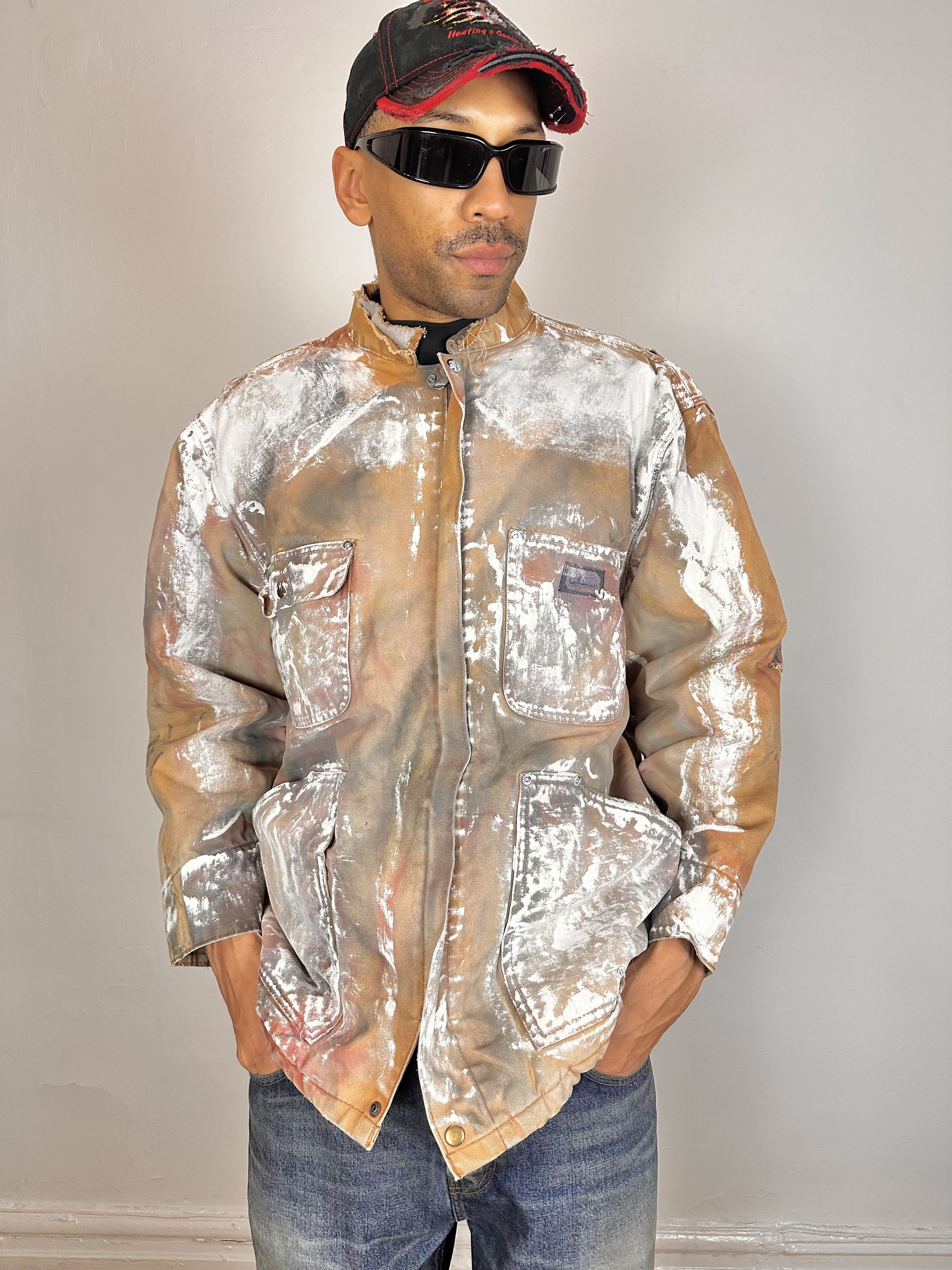Vintage ASTROBOI* Big Smith Tan Painted Workwear Jacket - XL Size US XL / EU 56 / 4 - 1 Thumbnail