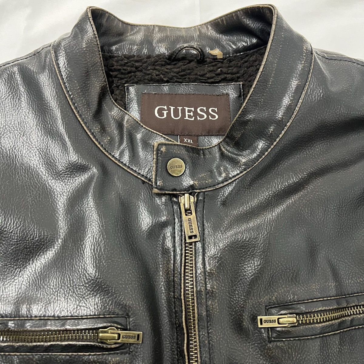 Guess Y2K Vintage Guess Faux Leather Sherpa Lined Jacket Men’s XXL Size US XXL / EU 58 / 5 - 3 Thumbnail