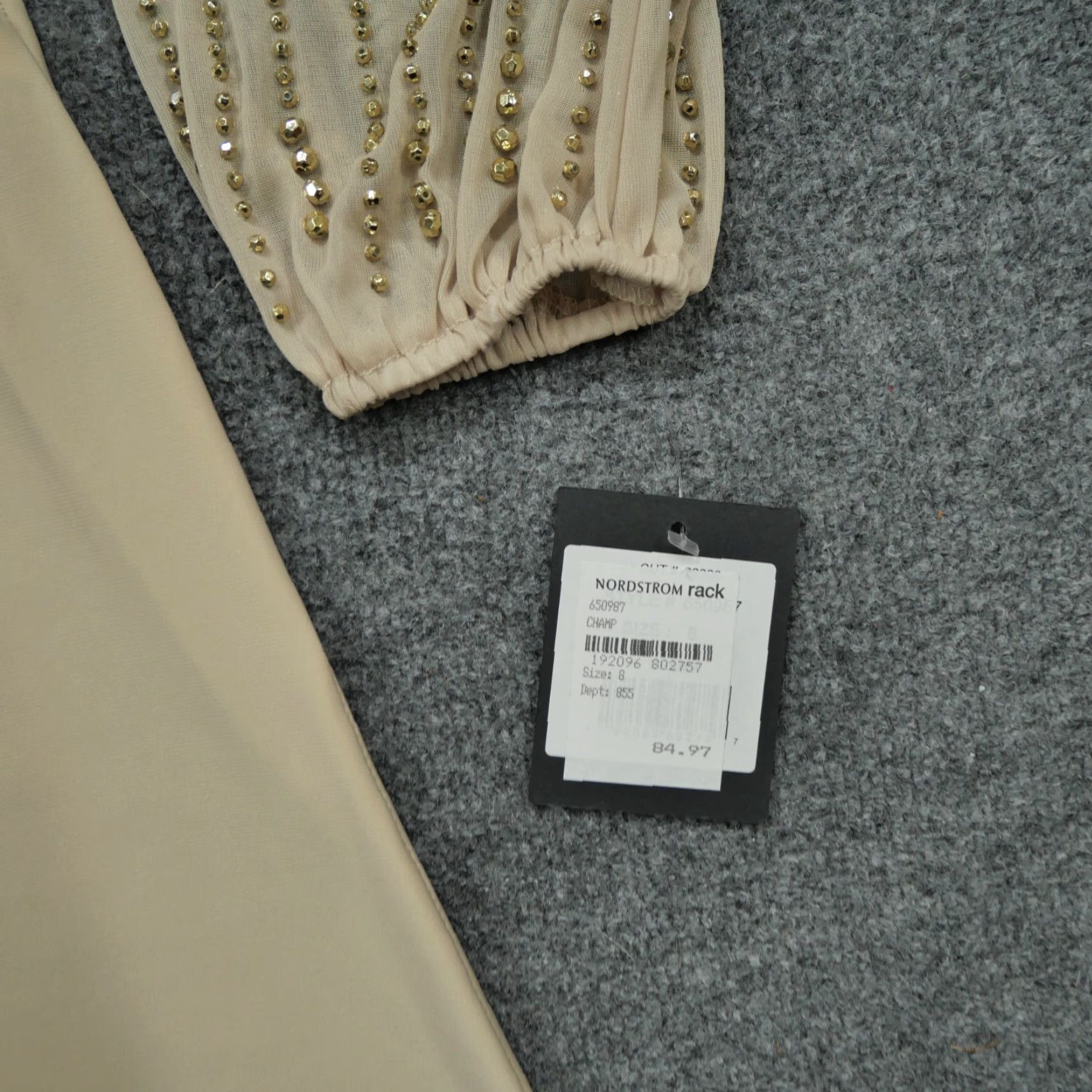 Vintage Marina Shirt Blouse Womens 8 Beige Beaded Long Sleeve Round Neck USA Made Keybeaded? Size M / US 6-8 / IT 42-44 - 2 Thumbnail