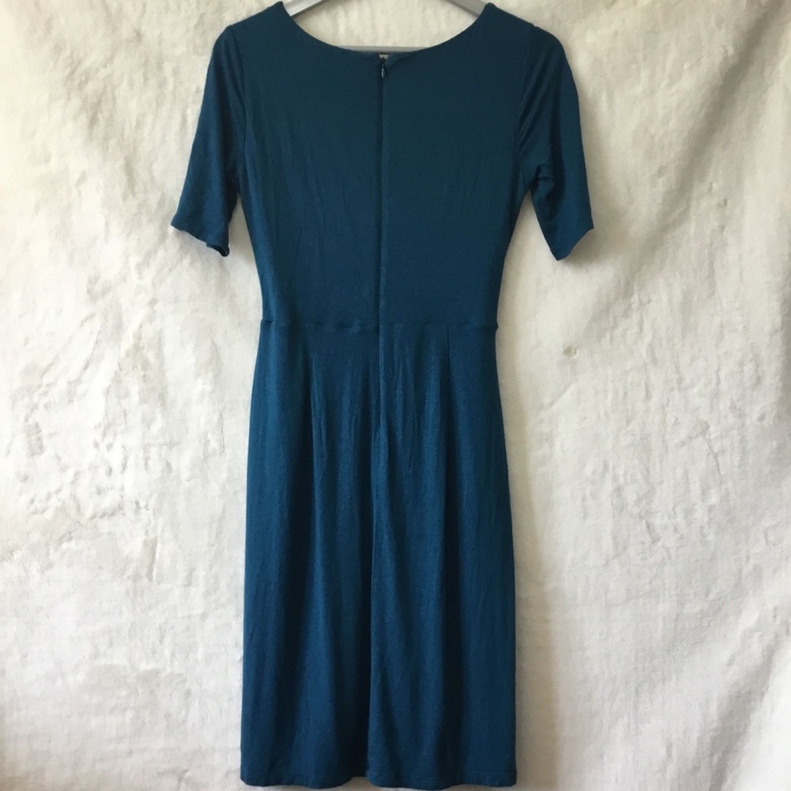 Loft LOFT Teal Wrap-Style Midi Dress Size S / US 4 / IT 40 - 6 Thumbnail