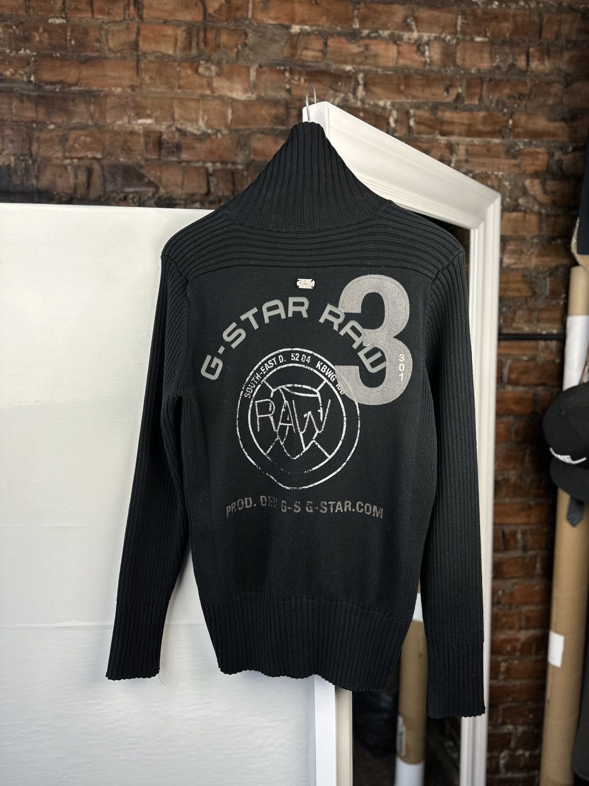 G-Star Mens Knitt Sweater G-Star Raw Full Zip Big Logo Black Size US M / EU 48-50 / 2 - 6 Thumbnail