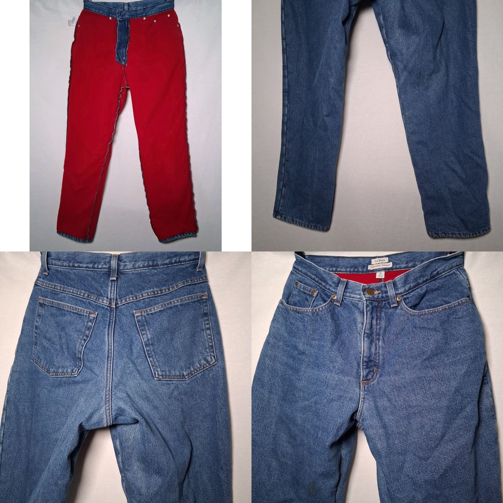 Vintage LL Bean Jeans Women 10 Reg Blue Denim Work Pants 5-Pocket Lined Fleece Winter READ Size 32" / US 10 / IT 46 - 8 Thumbnail