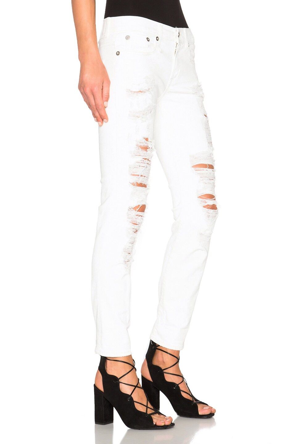 R13 R13 Relaxed Skinny Distressed White Jeans 26 Size 26" / US 2 / IT 38 - 5 Thumbnail