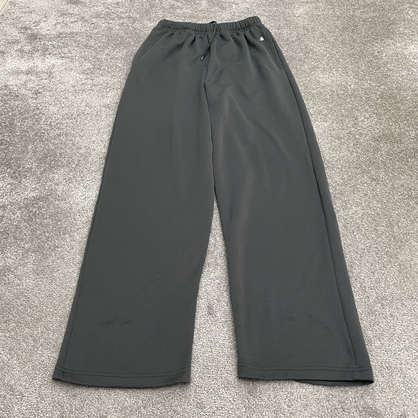 Vintage Badger Sport Sweatpants Large Mens Dark Black Straight Drawstring Active 26x31 Size US 33 - 2 Thumbnail