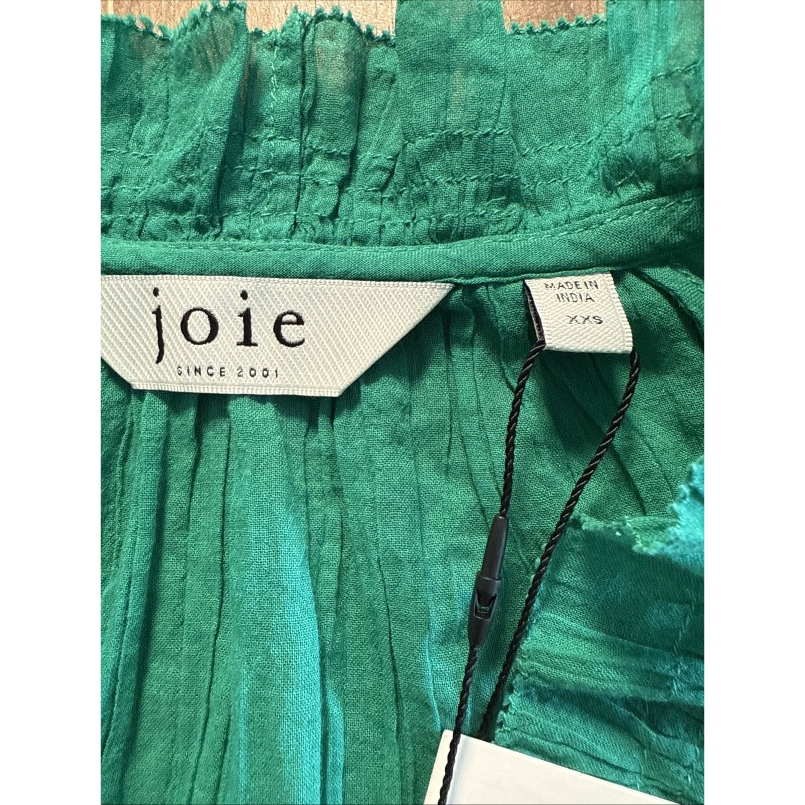 Joie Joie Drawley Cotton Top Women XXS Green Split Neck Ruffle Size XXS / US 00 / IT 34 - 8 Thumbnail