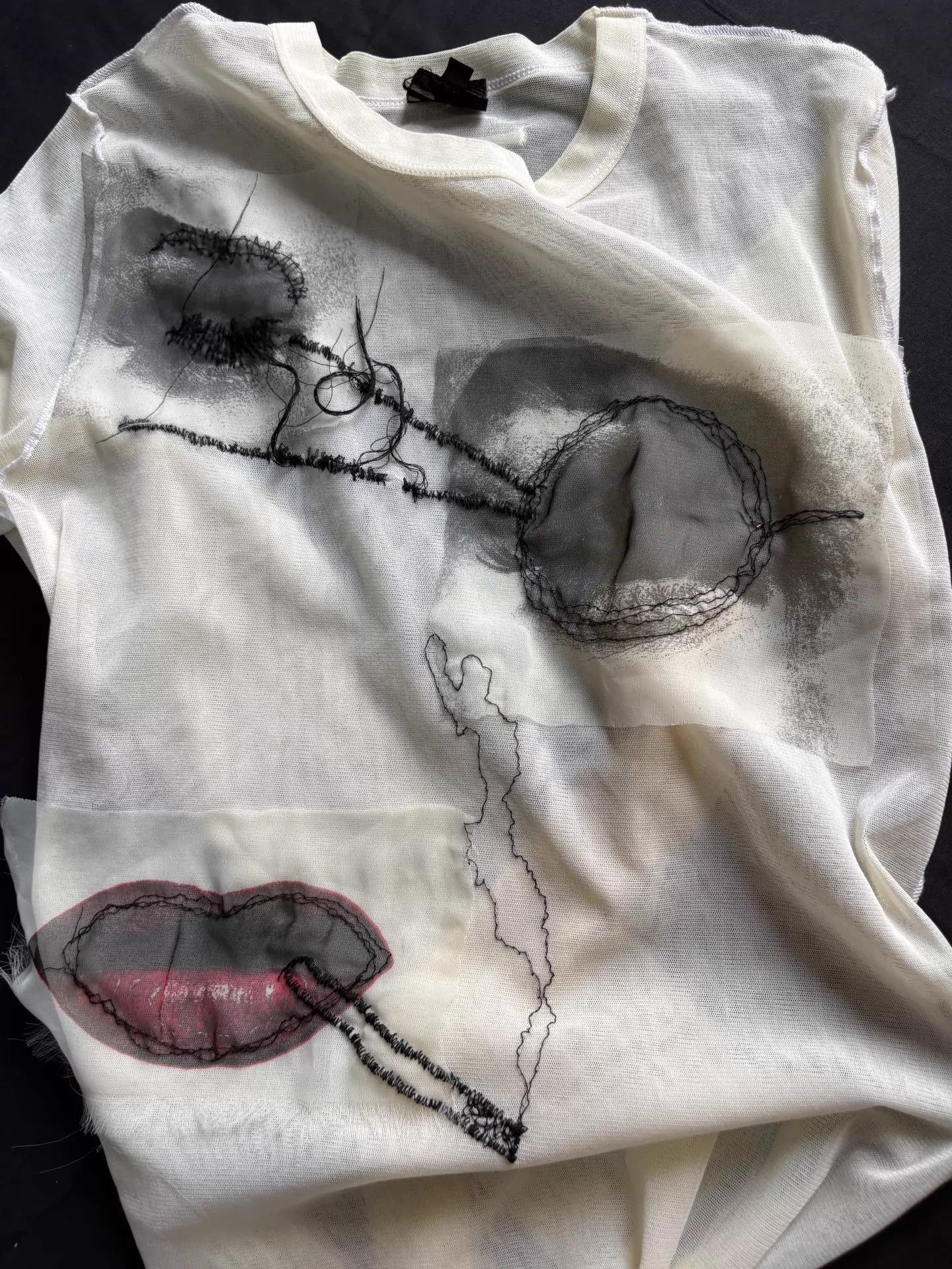 Jean Paul Gaultier JPG 2002 Madonna Face Tulle White LS Tee Rare Size XL / US 12-14 / IT 48-50 - 8 Thumbnail