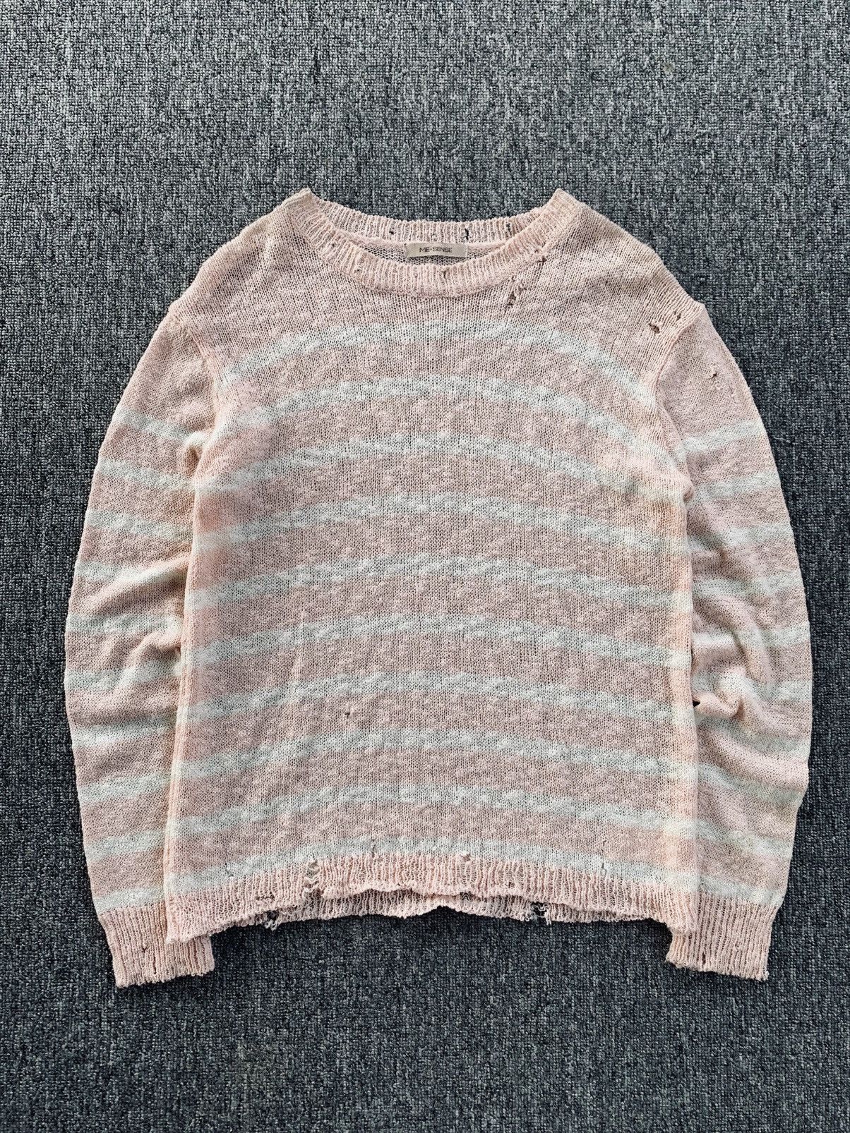 Japanese Brand Me Sense Punk Soft Pink Stripe Distressed Long Sleeve Size US S / EU 44-46 / 1 - 5 Thumbnail