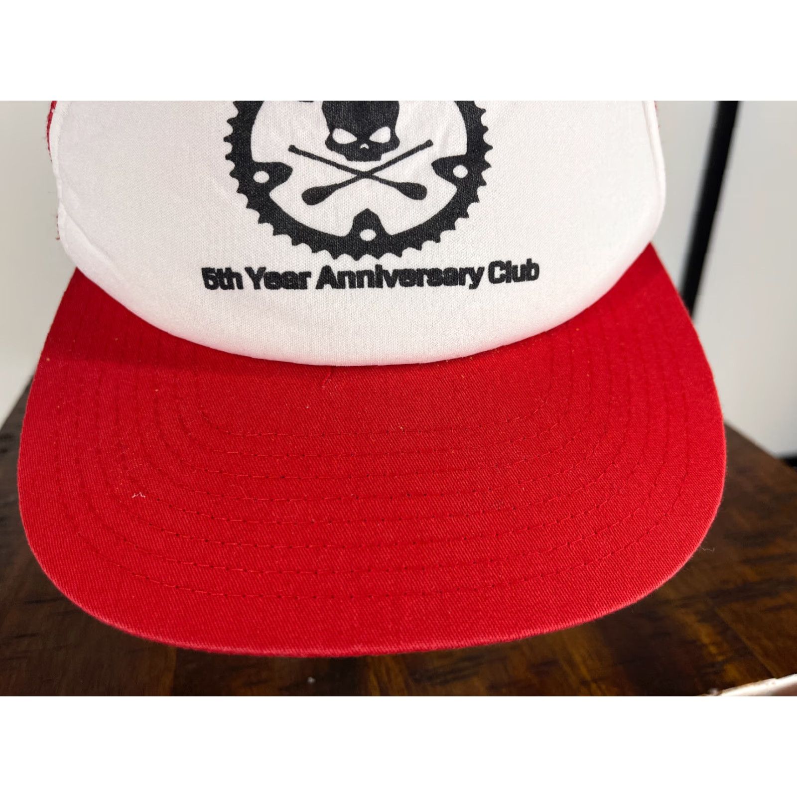 Vintage VINTAGE Paddle 5th Year Anniversery Club Hat Cap Strap Back Adult Red Skull Cotton Size ONE SIZE - 3 Thumbnail