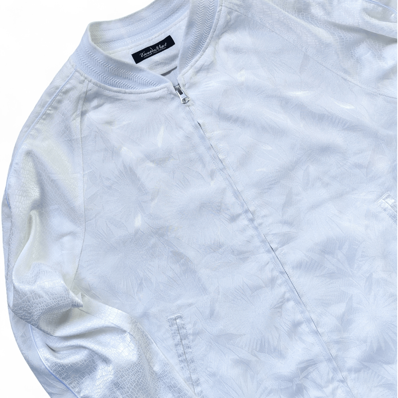 Tornado Mart Tornado Mart Japan White Textured Bomber Jacket Full Zip Size US L / EU 52-54 / 3 - 3 Thumbnail