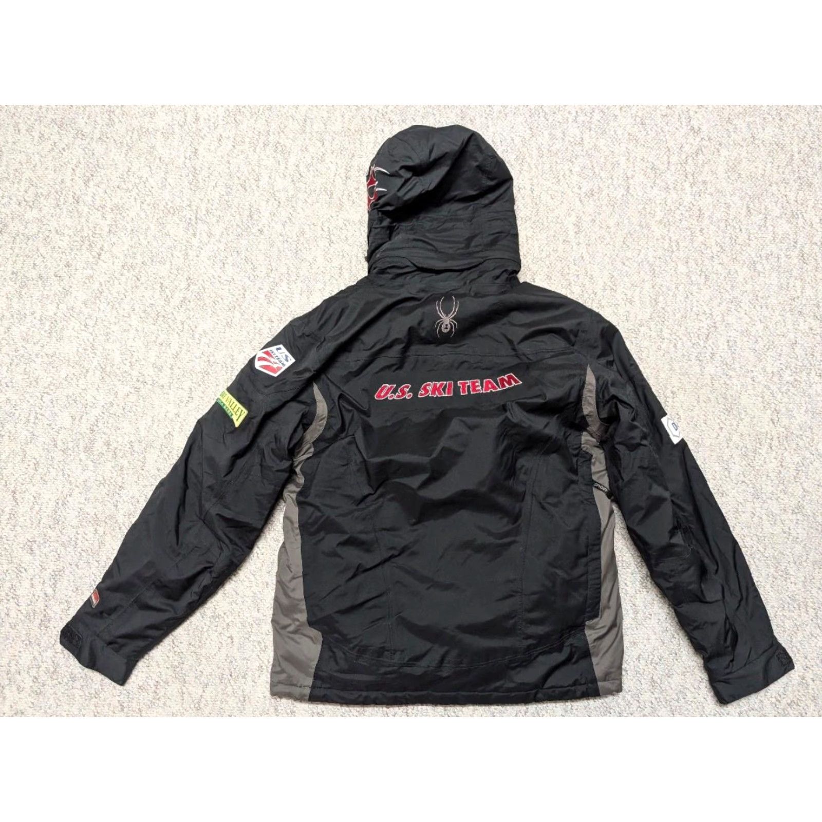 Spyder VINTAGE Spyder Jacket - USA Ski Team Coat S Black with SPONSORS Patches Hooded Mens XS? Size US S / EU 44-46 / 1 - 2 Thumbnail