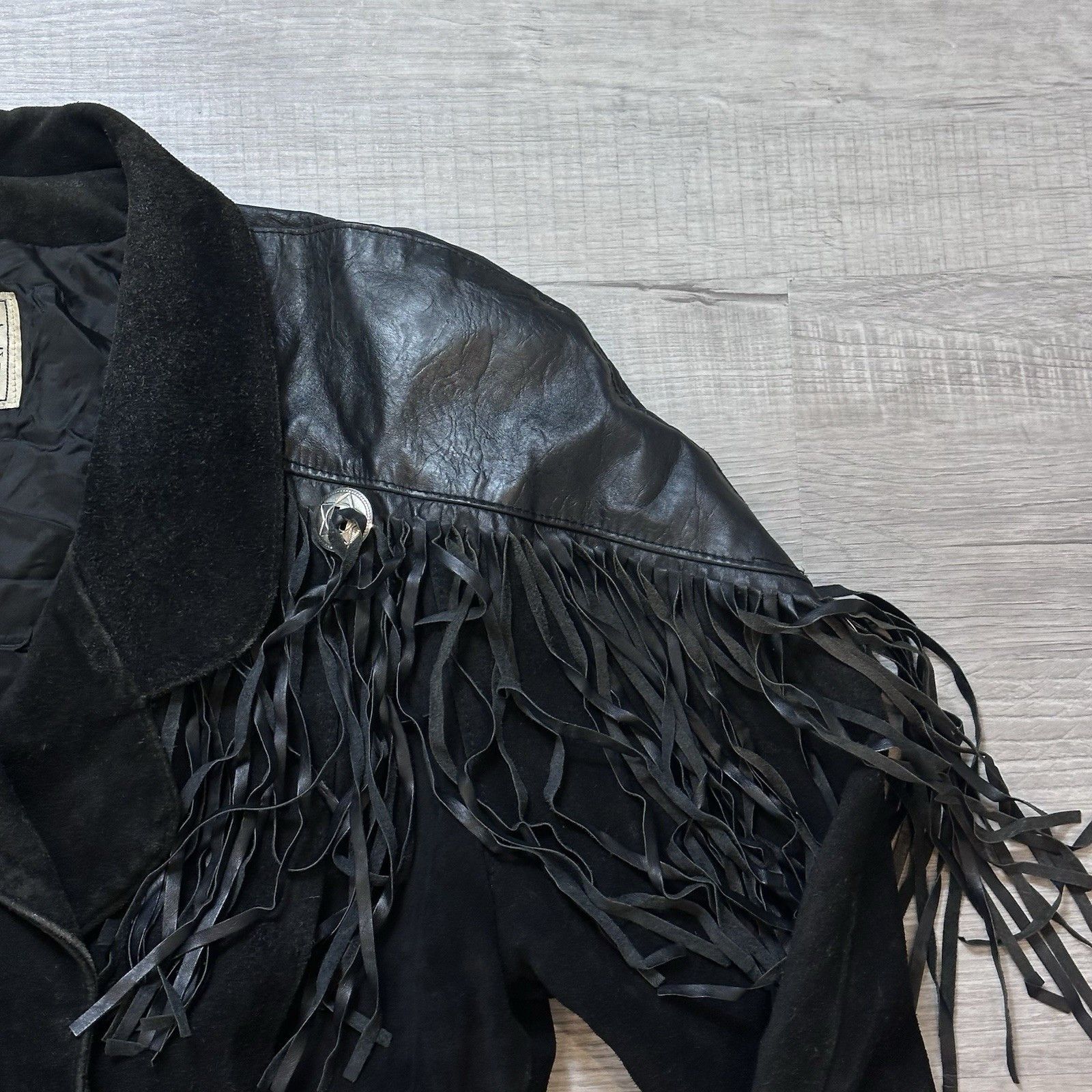 Vintage Vintage Park V Large Leather Moto Biker Jacket with Fringe Size L / US 10 / IT 46 - 3 Thumbnail