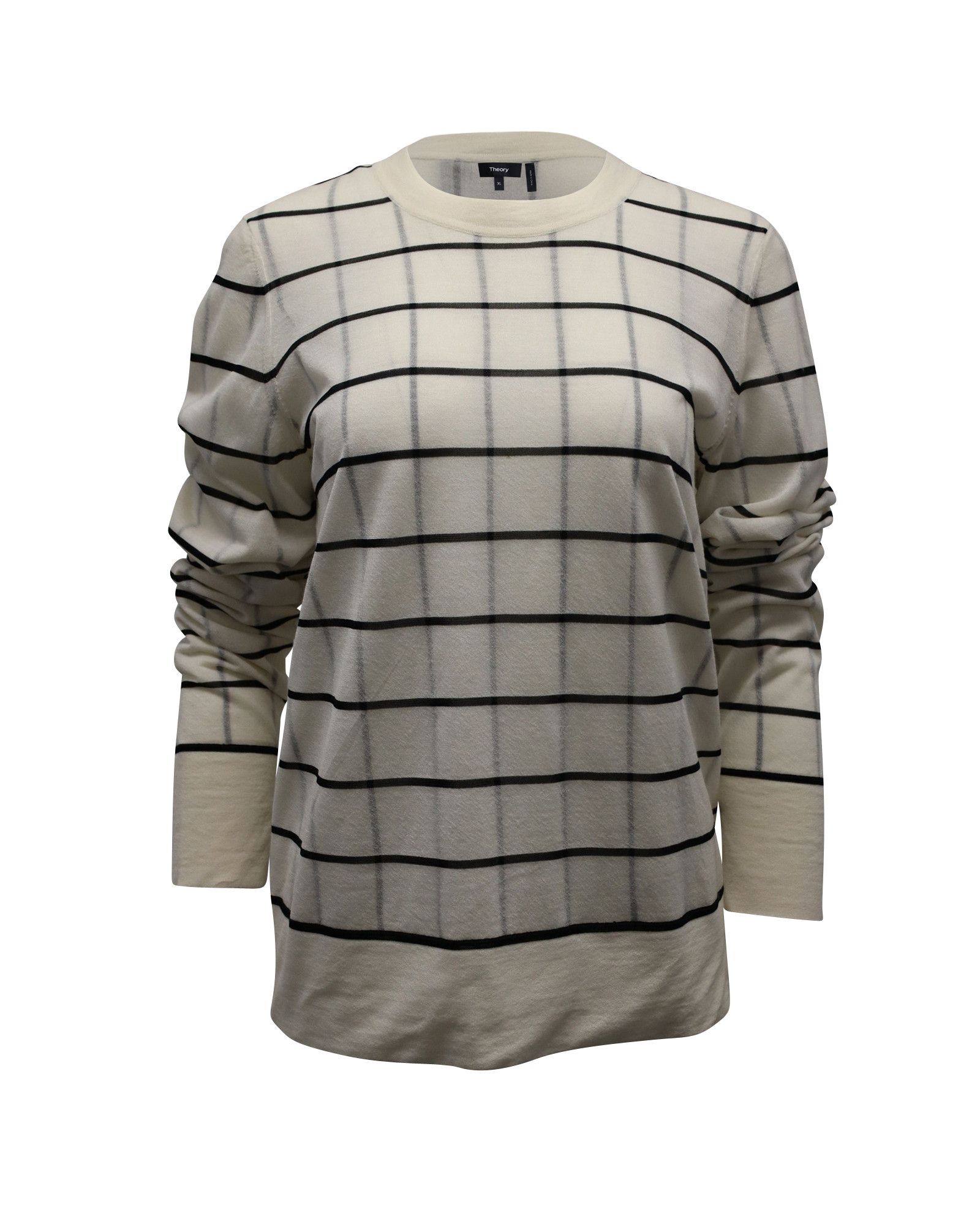 Theory Theory Grid Print Sweater in Eggshell White Wool Blend Size XL / US 12-14 / IT 48-50 - 1 Thumbnail
