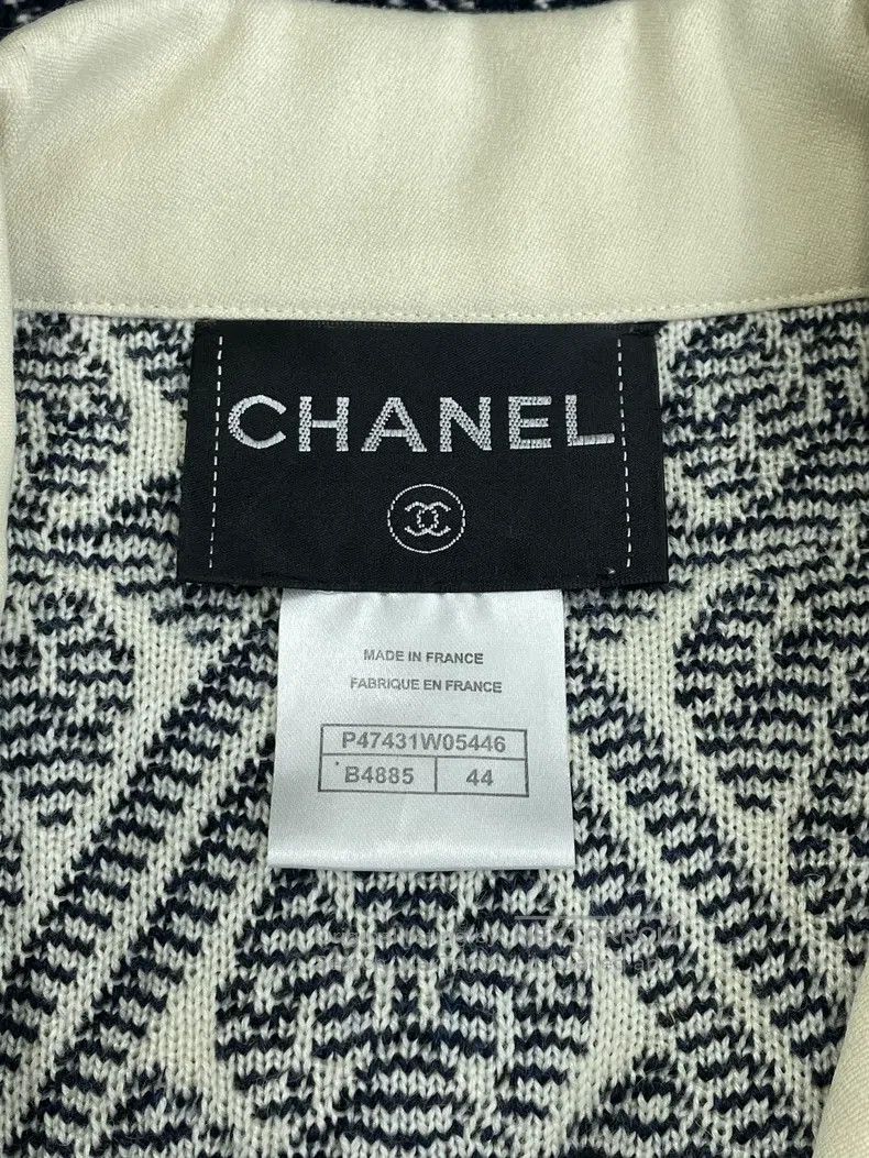 Chanel Chanel Blue diamond-patterned knitted lapel jacket Size M / US 6-8 / IT 42-44 - 5 Thumbnail