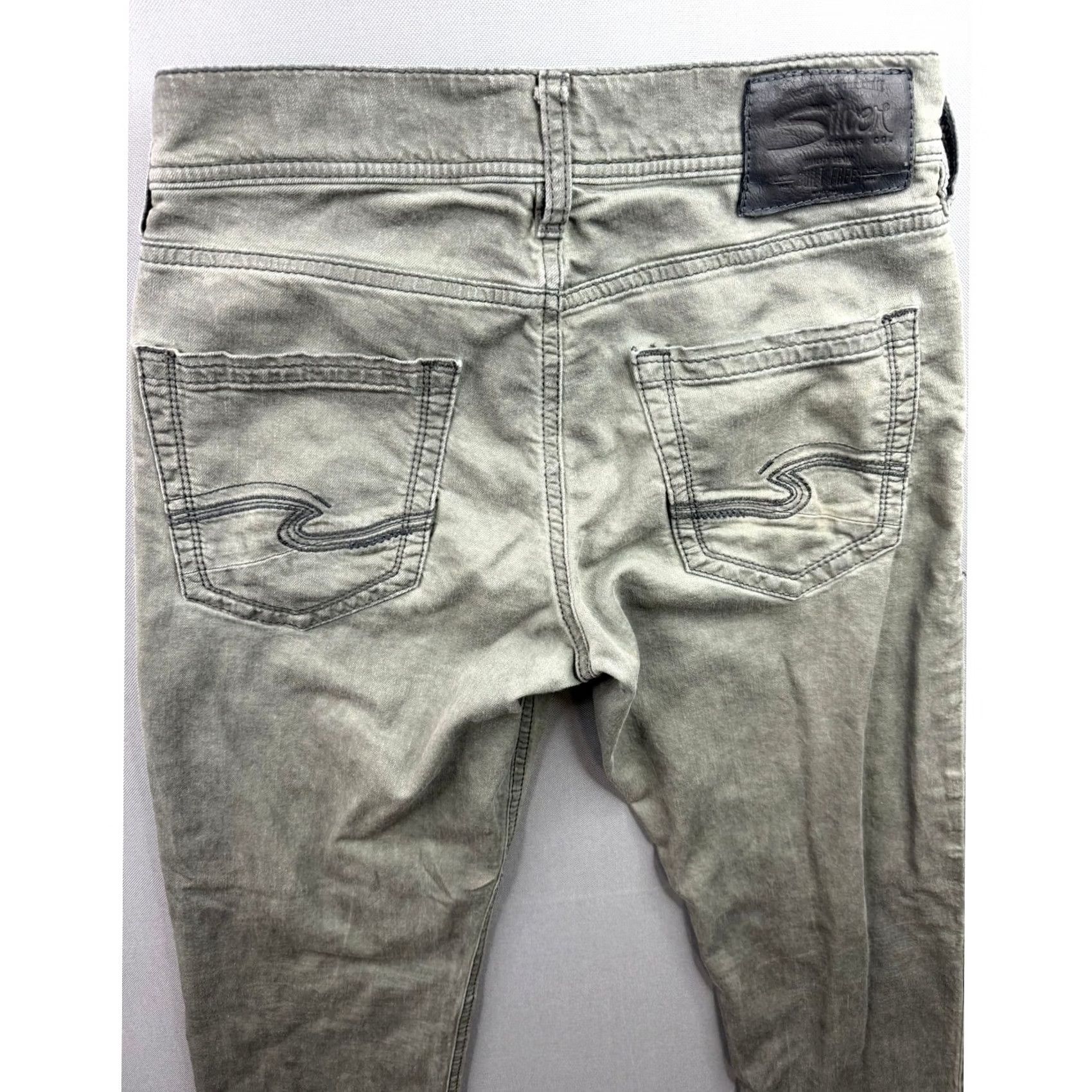 Silver Jeans Co. Silver Jeans Co. Eddie Relaxed Tapered Jeans Mens Olive Green EMC Denim 29x32 Size US 29 - 2 Thumbnail