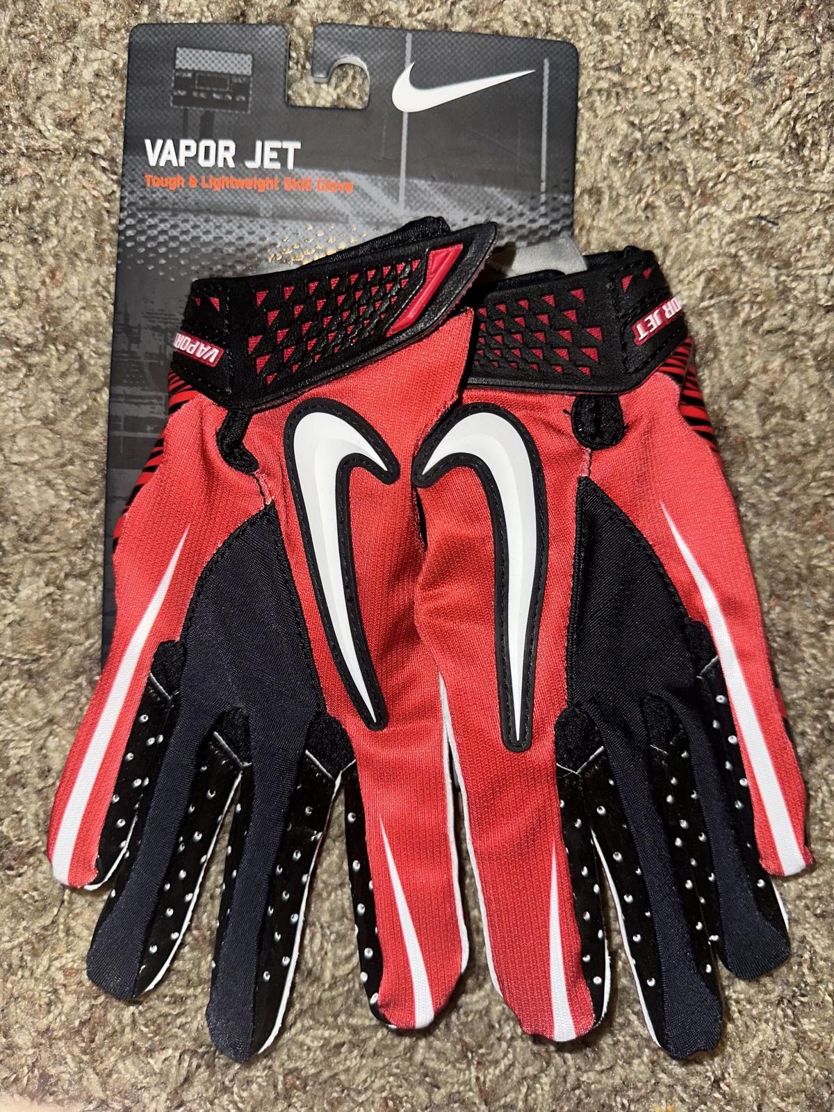 Nike VINTAGE Nike Men’s VaporJet Magnigrip Football Receiver Red Gloves 2009 Size ONE SIZE - 2 Thumbnail
