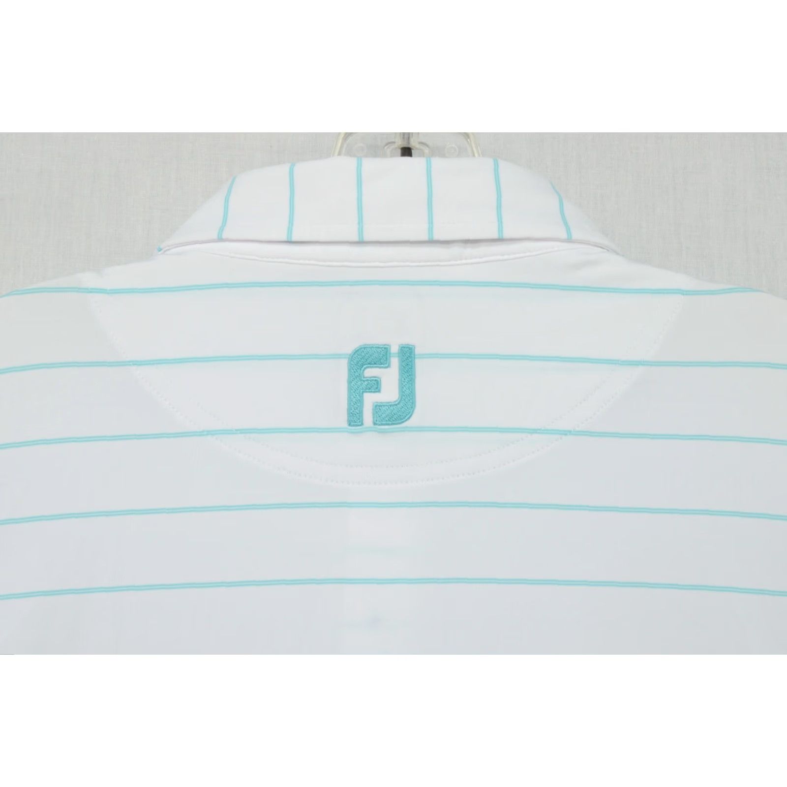 Footjoy FootJoy Polo Shirt Men's XL White Micro Blue Stripe Golf FJ Logo Size US XL / EU 56 / 4 - 4 Thumbnail