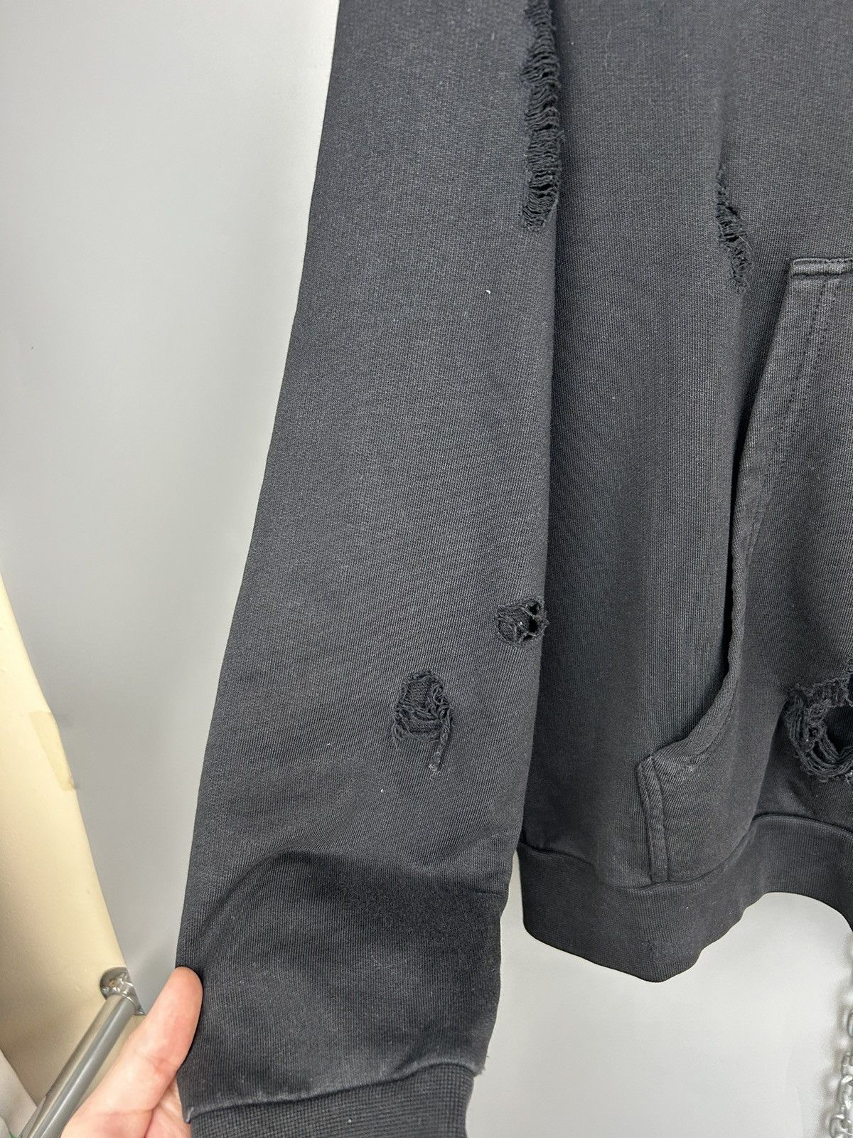 Designer × Sandro Modern Sandro Black Blank Thrashed Hoodie Size US M / EU 48-50 / 2 - 10 Thumbnail