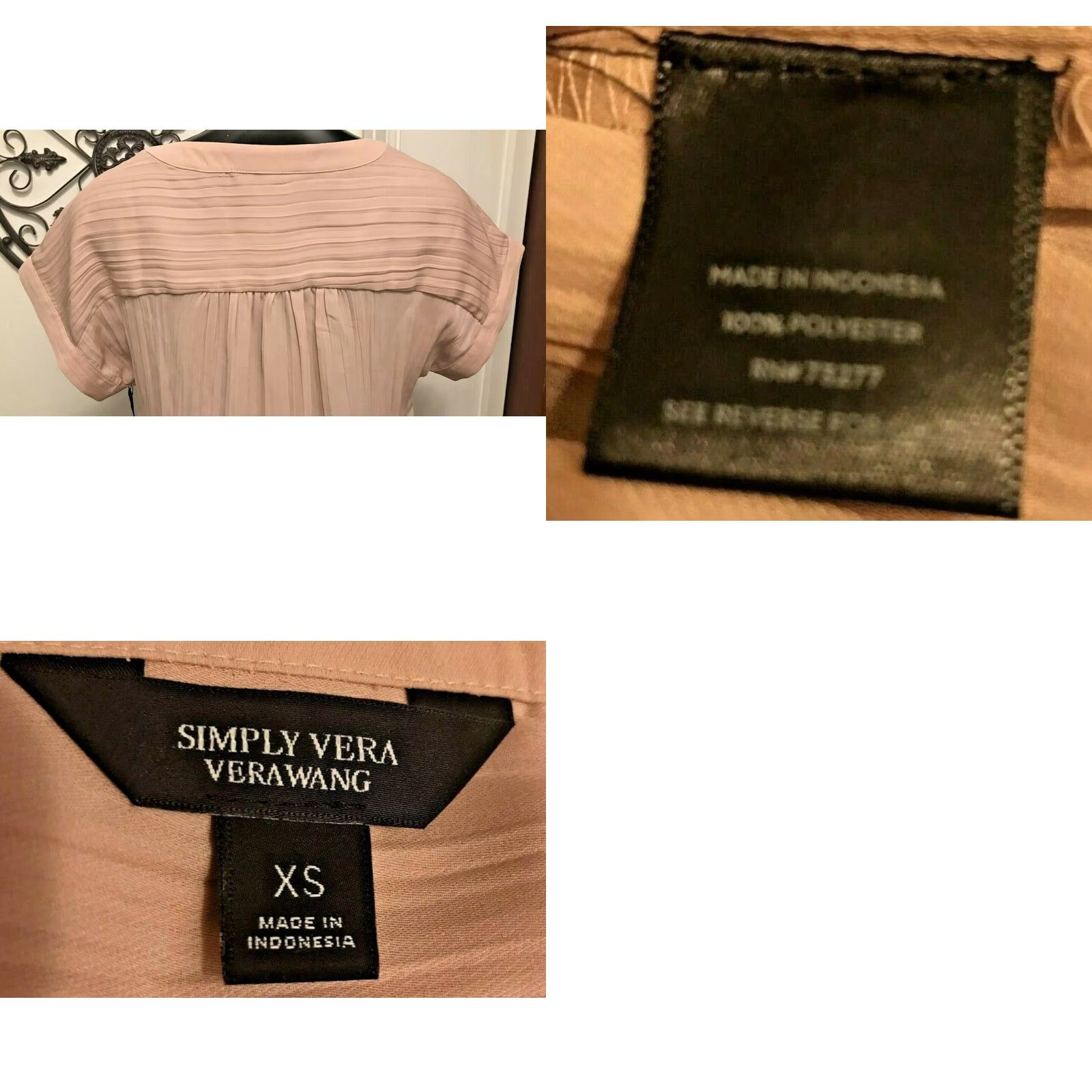 Vintage VINTAGE Simply Vera by Vera Wang Pleated Cap Sleeve 3/4 Button Front Mauve Women's Top XS NWT Size XS / US 0-2 / IT 36-38 - 8 Thumbnail