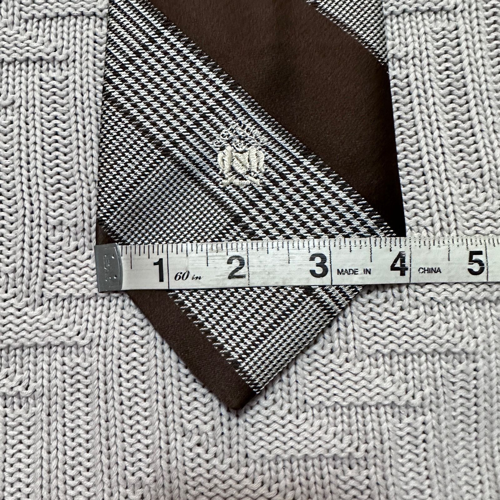 Oleg Cassini Vintage Oleg Cassini brown houndstooth striped men's tie Size ONE SIZE - 5 Thumbnail