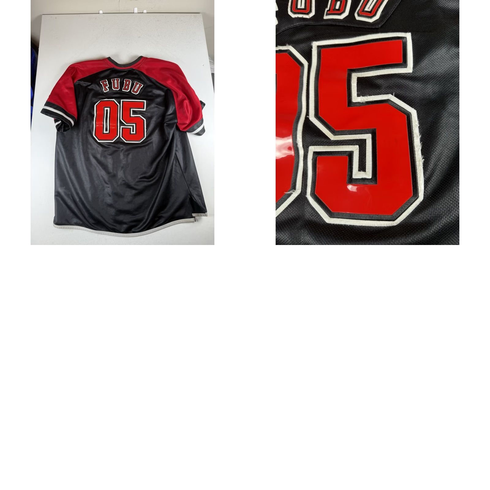 Fubu VINTAGE FUBU Football Jersey #05 Black Red Men's 2XL Y2K Hip