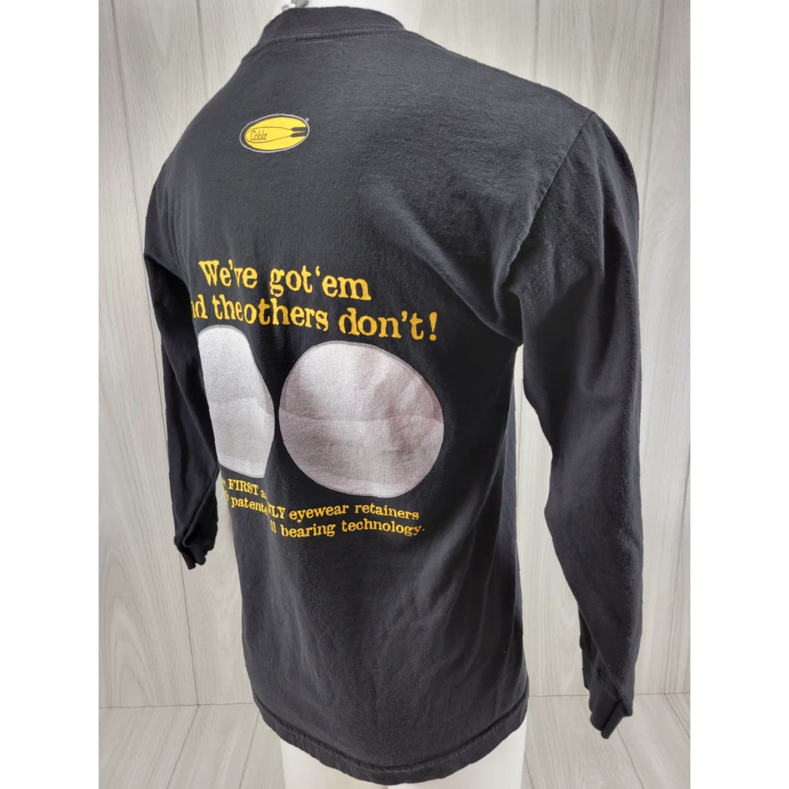Vintage Cablz Eyewear Retainers Advertising Long-Sleeve T-Shirt Black Mens Medium Size US M / EU 48-50 / 2 - 5 Thumbnail