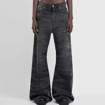 Jean Washed Wave Patterned Micro Flared Jeans Men Size US 31 - 1 Thumbnail