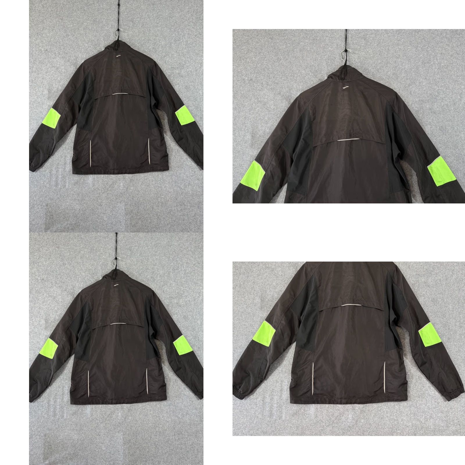 Brooks Brooks Mens M Brown Neon Green Vented Windbreaker Full Zip Jacket Activewear Logo Zip Pockets Outdoor Sports Running Jogging Walking Men’s Jacket Size US M / EU 48-50 / 2 - 8 Thumbnail