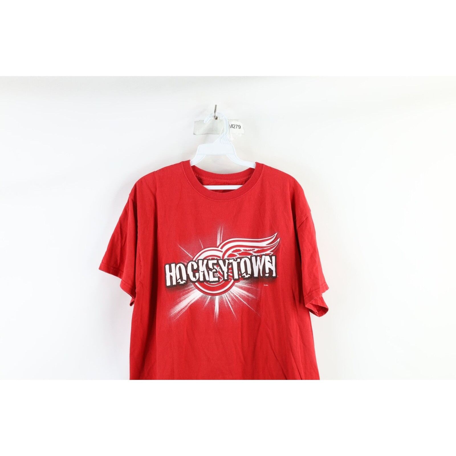 Vintage Vintage 90s Faded Spell Out Detroit Red Wings Hockey T-Shirt Size US M / EU 48-50 / 2 - 2 Thumbnail