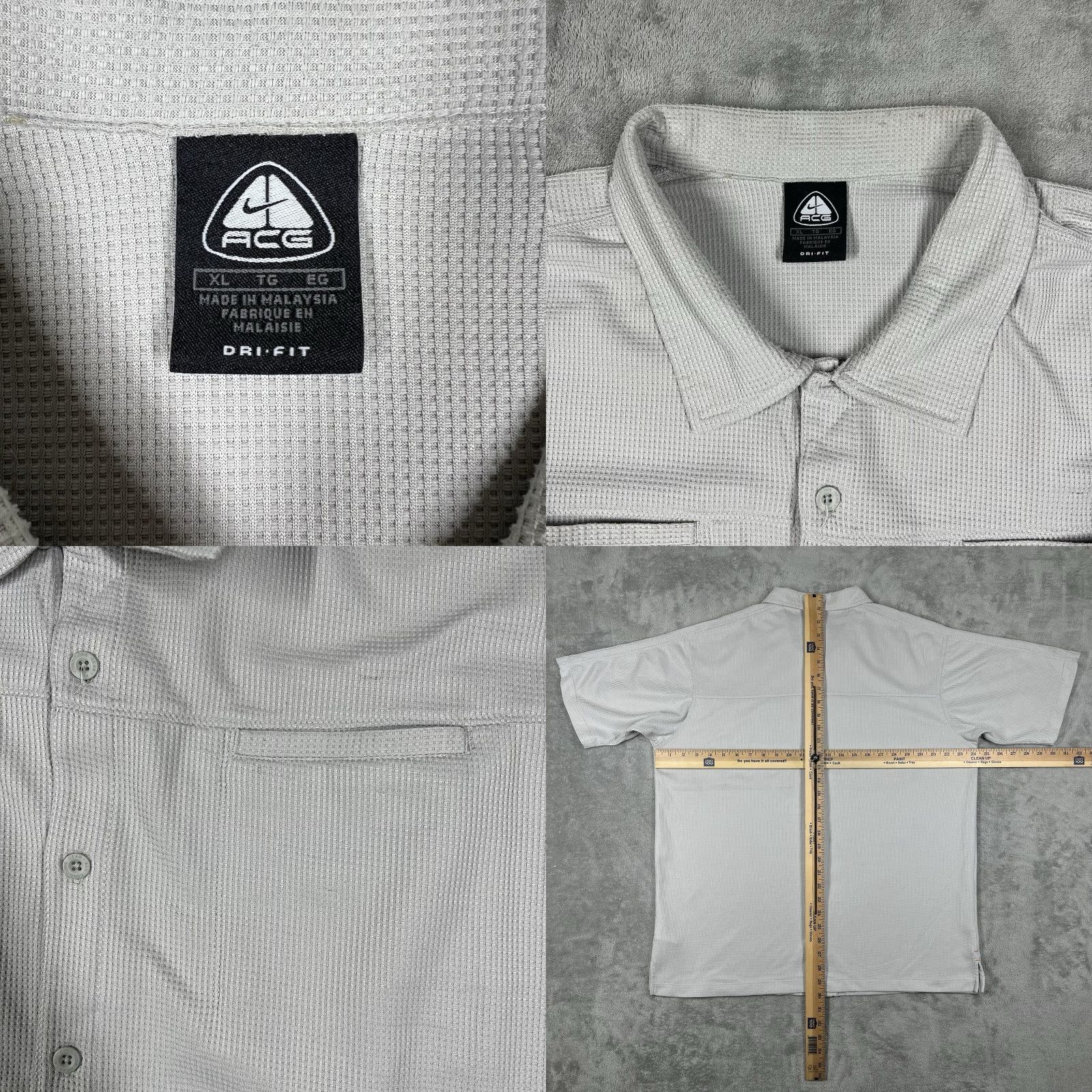 Nike ACG VINTAGE Nike ACG Button-Up Shirt Mens XL Light Gray Short Sleeve Hike Textured Plaid Size US XL / EU 56 / 4 - 8 Thumbnail