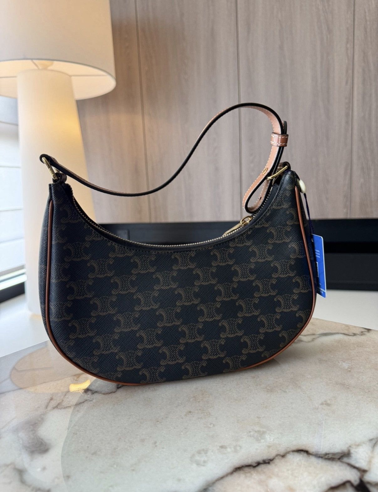 Celine Celine Ava Pea Underarm Bag, Medium Size Tan Monogram J36 Size ONE SIZE - 1 Thumbnail