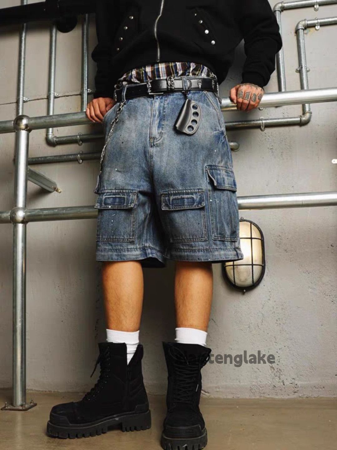 Jean xtl 2 way faded wide Leg Stain punk hiphop cargo jeans Size US 32 / EU 48 - 6 Thumbnail
