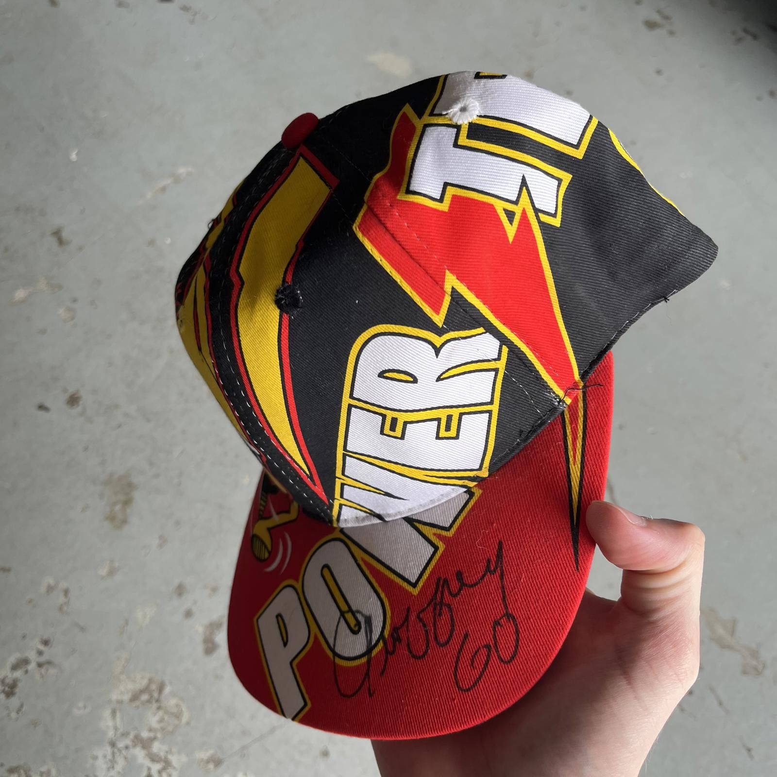 NASCAR × Vintage Vintage 90s Geoffrey Bodine Signed Power Team NASCAR AOP Hat Size ONE SIZE - 3 Thumbnail