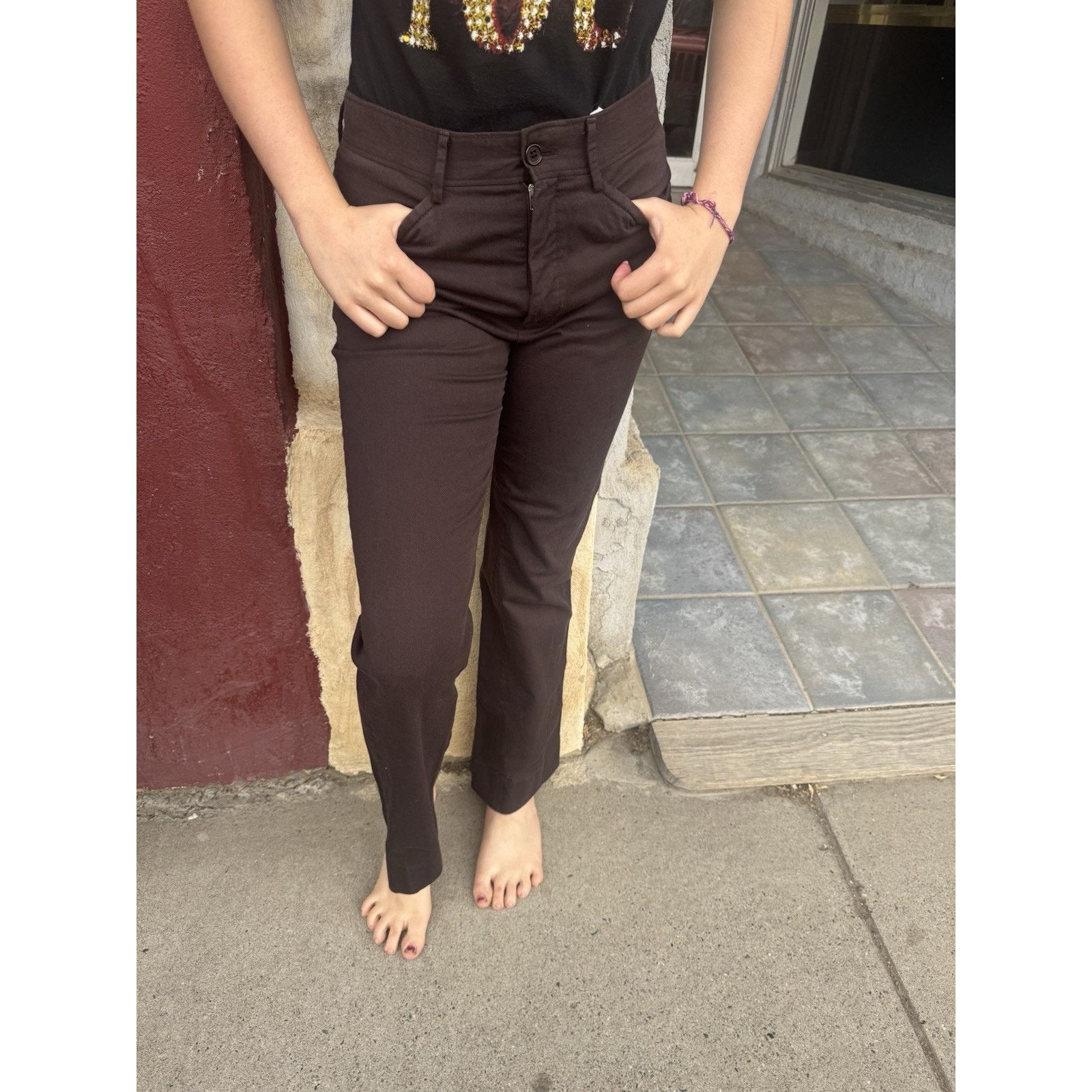 Miu Miu 90s Miu Miu US 12 Brown Cotton Blend Trousers Size 34" / US 12 / IT 48 - 5 Thumbnail