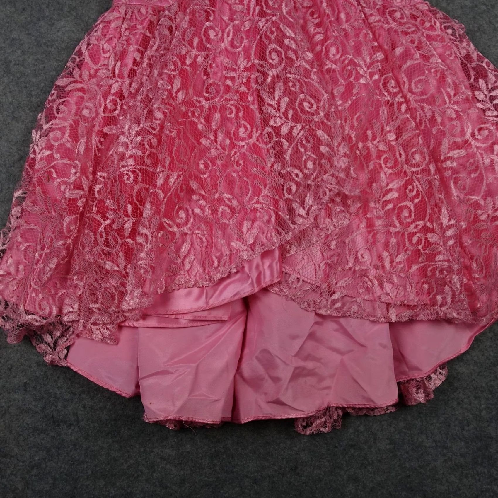 Pinko VINTAGE Pink Floral Lace Mermaid Dress Womens XS 3/4 Puff Sleeve Formal Gown VTG Size XS / US 0-2 / IT 36-38 - 7 Thumbnail