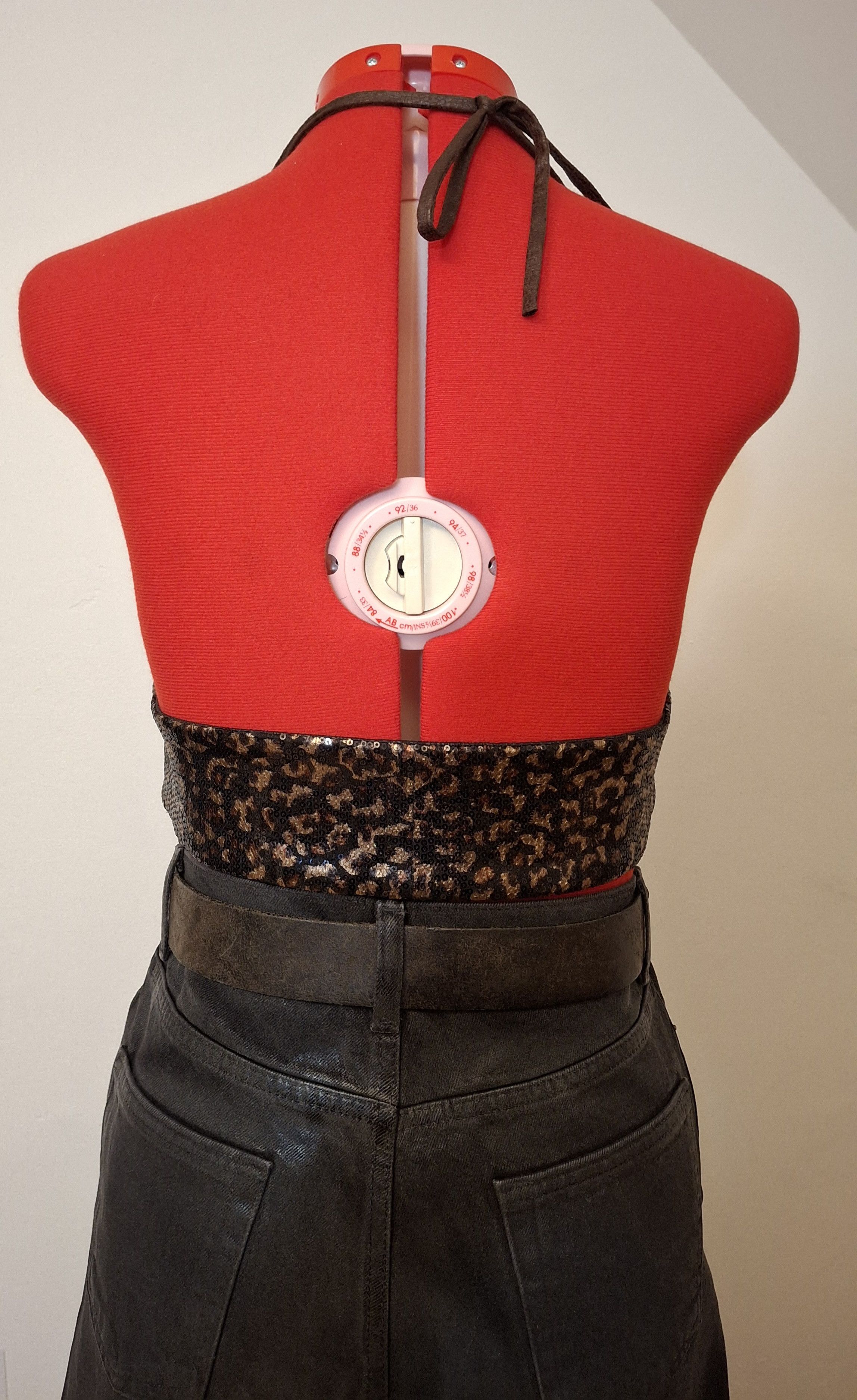 Handmade ​1/1 Sequin & Vegan Leather Bustier - Glam Western Top Size L / US 10 / IT 46 - 3 Thumbnail