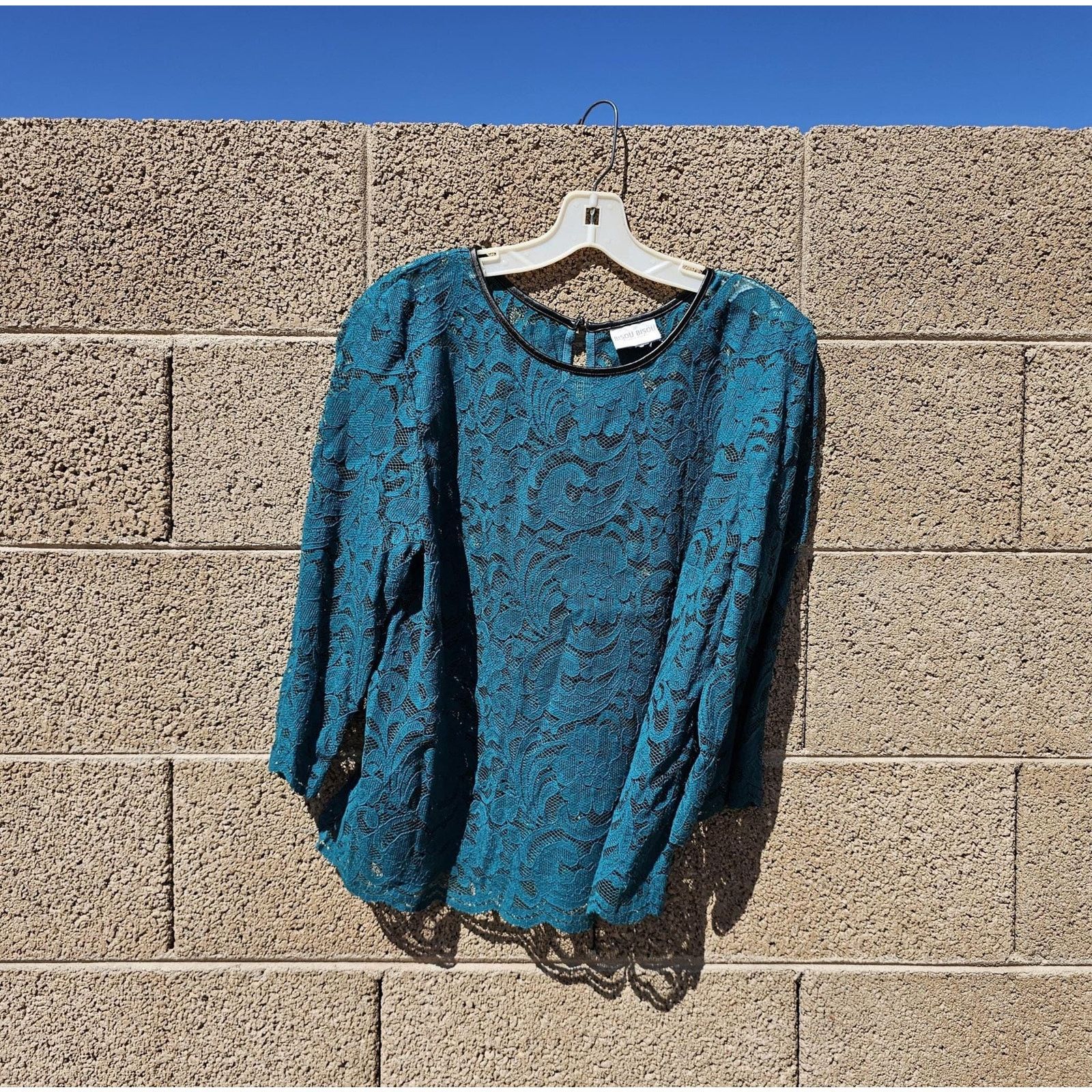 Other Bisou Bisou Womens Lace Style Blouse Top Green Sz L? Vintage Size L / US 10 / IT 46 - 4 Thumbnail