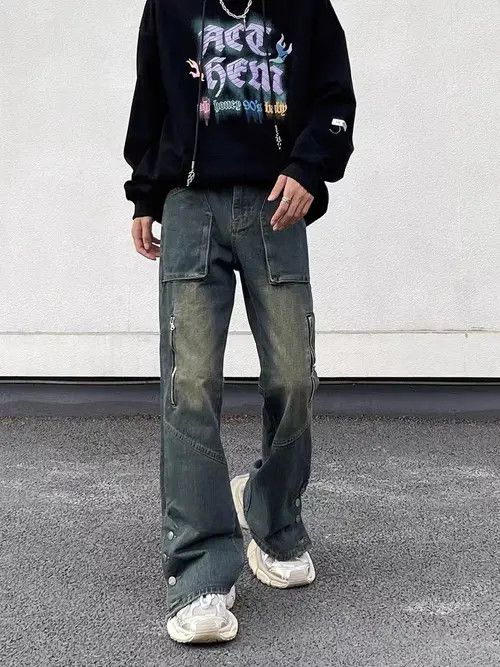 Jean Retro high street washed distressed buttoned jeans Size US 34 / EU 50 - 5 Thumbnail