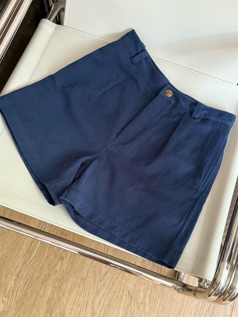 Loro Piana LORO PIANA Navy blue high waist shorts Size 27" / US 4 / IT 40 - 1 Thumbnail