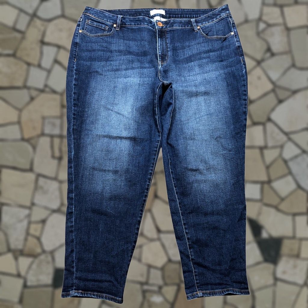 Vintage Lane Bryant Jeans Womens Plus 22 Dark Wash Low Rise Boyfriend Blue Denim 90s College Womens Jeans Size 40" / US 18 - 1 Thumbnail