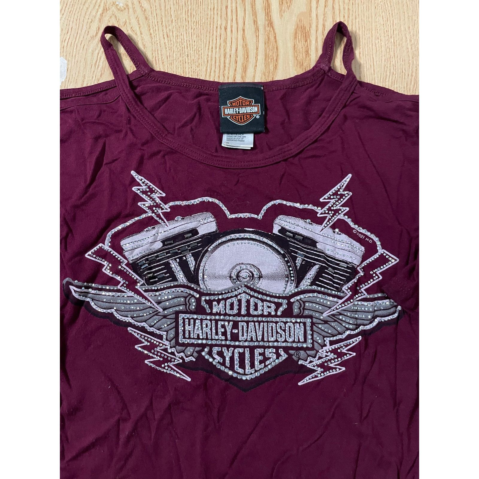 Harley Davidson B40 Women’s Harley Davidson Cold Shoulder Rhinestones Tee XL Size XL / US 12-14 / IT 48-50 - 2 Thumbnail
